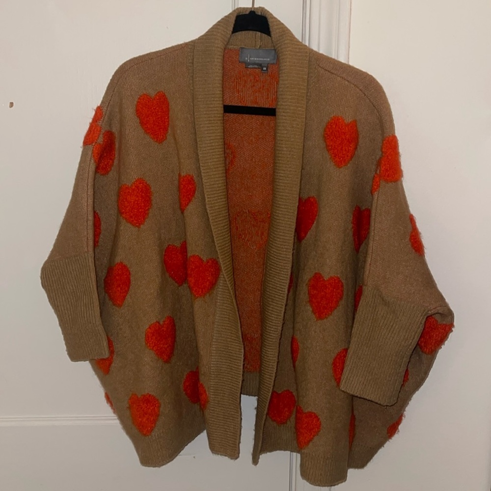 Anthropologie heart cardigan one size.